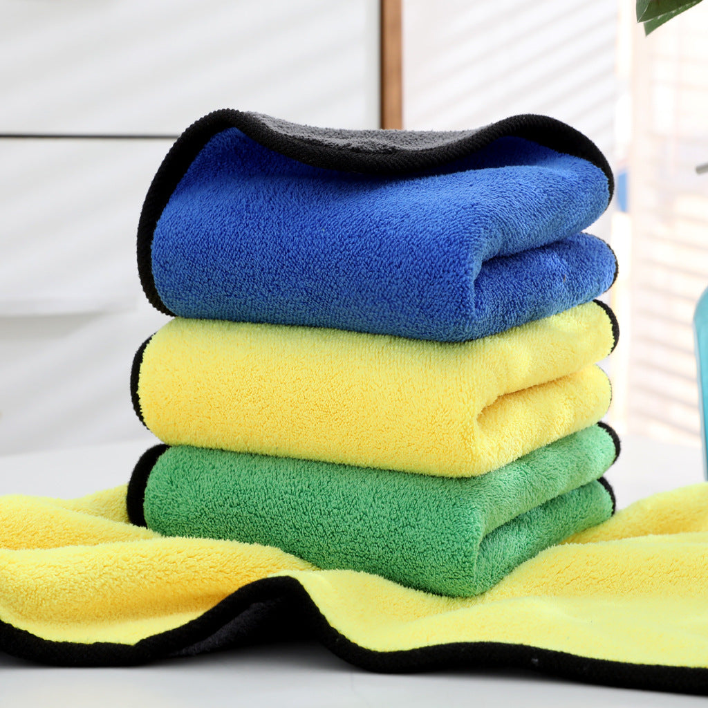 Car towel double-sided coral velvet cleaning towel thickened and enlarged cleaning rag absorbs water without leaving traces Car wash towels