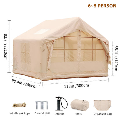 5-8 People Inflatable Tent for Camping | Easy Quick Setup Blow Up Tent | 80.73 Square Feet 4 Season Inflatable Tent with Stove Jack