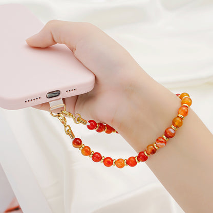 Bohemian Style Handmade Natural Gemstone Rough Stone Mobile Phone Chain Bead Phone Lanyard Fashion Phone Hand Rope Wrist Pendant
