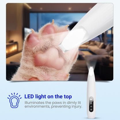 Portable Dog Paw Trimmer | With LED Light | Rechargeable Cordless | Nail Grinder Shaver for Cats And Other Pets | Nail Grooming Tools