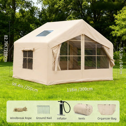 5-8 People Inflatable Tent for Camping | Easy Quick Setup Blow Up Tent | 80.73 Square Feet 4 Season Inflatable Tent with Stove Jack