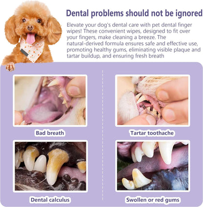 Teeth Cleaning Wipes for Dogs & Cats | Reduces Plaque | Freshens Breath | Finger Wipes | Disposable | Gentle Cleaning & Gum Care