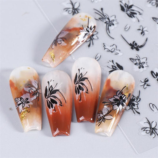 Waterproof Nail Stickers Elegant High Quality And Durable Dark Wind With Adhesiv
