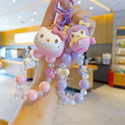 Cute Cartoon Beaded Keychain | Hello Kitty/Cinnamoroll/Kuromi Doll Pendant