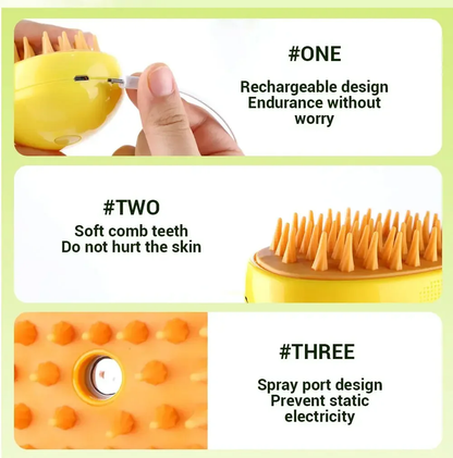 3-in-1 Cat Dog Steam Brush | Electric Sprayer | Massage | Pet Grooming Tool | Supplies