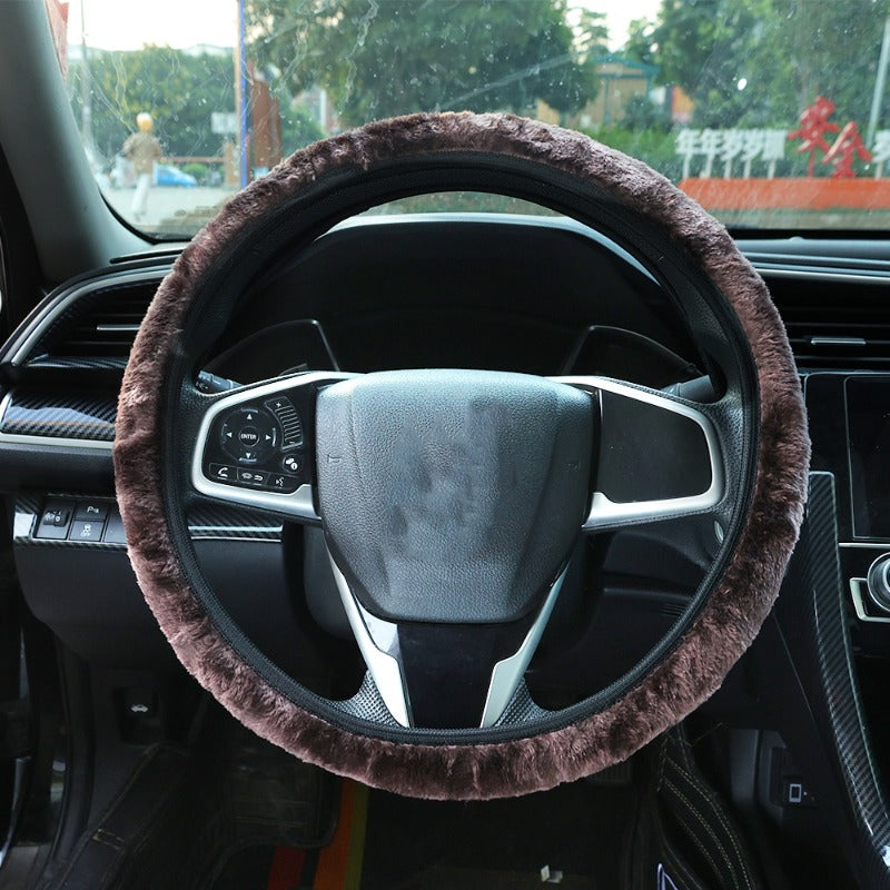 Car Plush Warm Steering Wheel Cover Auto Stylish Winter Faux Fur Steering Wheel Covers Universal Car Interior Accessories