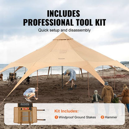 Canvas Tent | 4 Seasons | 5 m/16.4 ft Bell Tent | Camping with Stove Jack | Breathable Yurt Tent | Accommodates up to 8 People