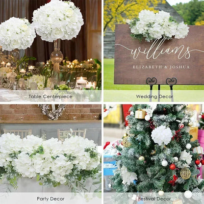 100 Pcs Silk Hydrangea Artificial Flowers | Fake Hydrangea Bouquet with Stems | Wedding DIY Floral Decor Supplies