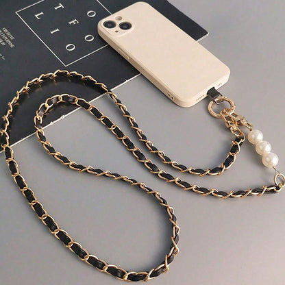 Women's Pearl Long Crossbody Phone Lanyard | Universal Neck & Shoulder Strap for All Phone Cases