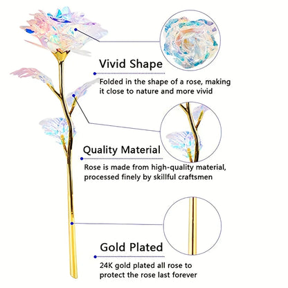 10PCS 24K Foil Plated Rose | Valentine's Day Creative Gift | Forever Love Wedding Decor
