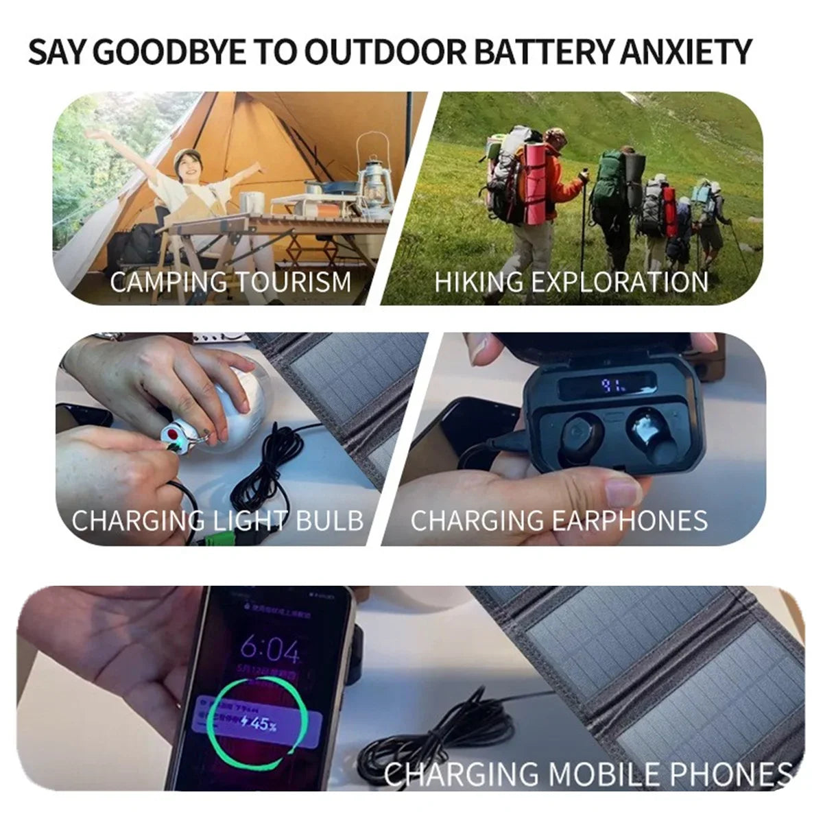 25W - 100W Foldable Waterproof USB Solar Charger | For Cell Phone & Tablet | Portable Outdoor Camping Emergency Power Supply
