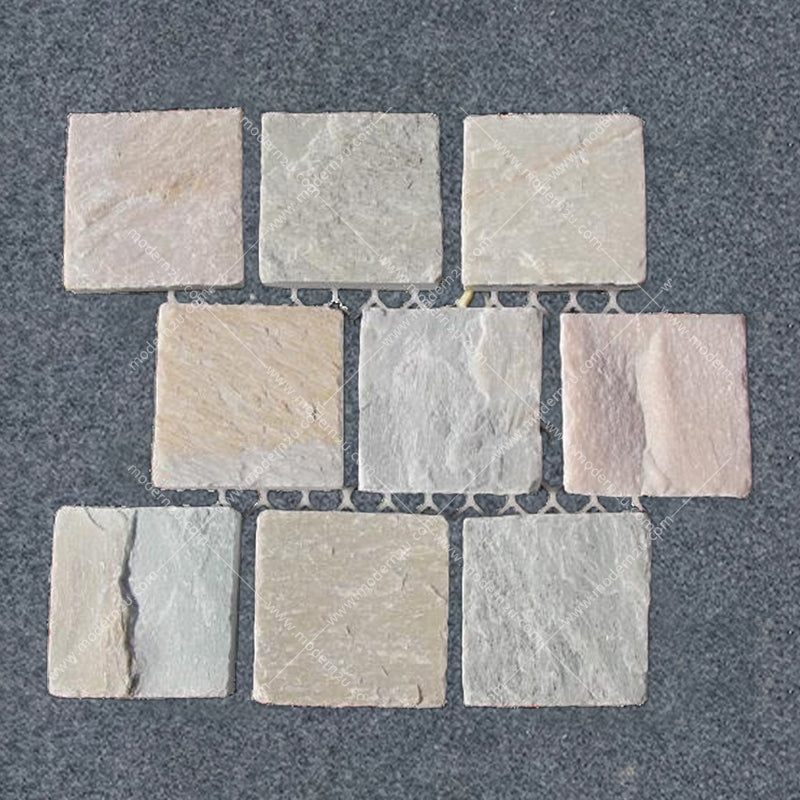 Beige quartz small cube paving stone
