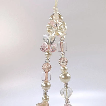 Cute Glass Bowknot Flower Bead Phone Strap | Multi-Functional Charm Chain for AirPods, Keys & Bags