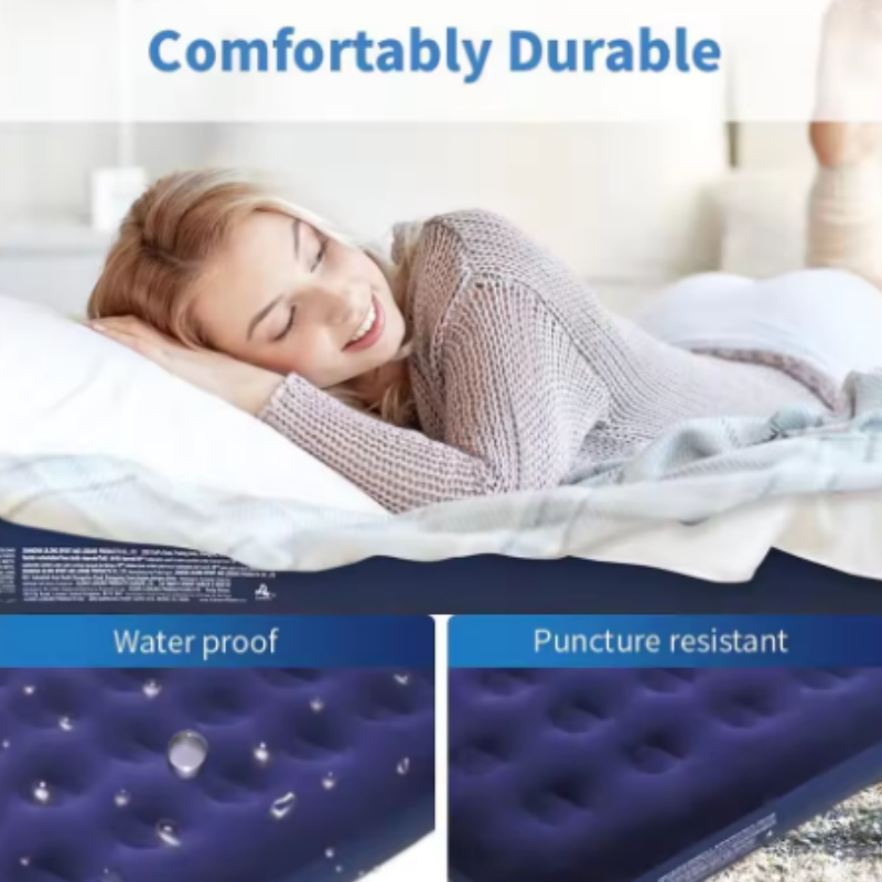 Single/Double Inflatable Air Mattress | Air Bed With Built-In Electric Pump | Camping Airbed | Integrated Pillow & Storage Bag