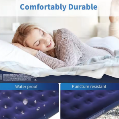 Single/Double Inflatable Air Mattress | Air Bed With Built-In Electric Pump | Camping Airbed | Integrated Pillow & Storage Bag
