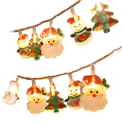 Christmas Lights String Santa Claus Snowman Battery-operated Garland LED Decorative Light Party New Year's festival Decor