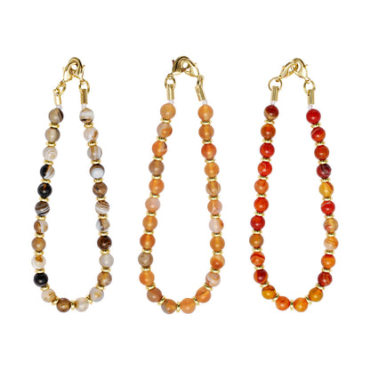 Bohemian Style Handmade Natural Gemstone Rough Stone Mobile Phone Chain Bead Phone Lanyard Fashion Phone Hand Rope Wrist Pendant