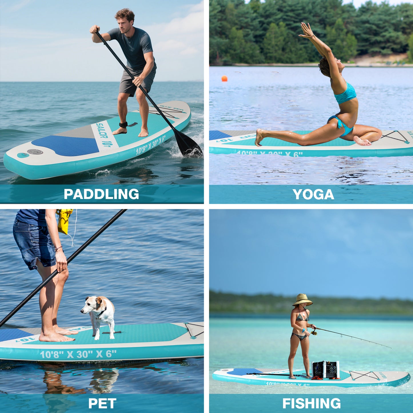 10FT 8IN INFLATABLE STAND UP PADDLE BOARD | ECO PVC NON-SLIP DECK | ADULT SUP BOARD | SURF/YOGA/FISHING PADDLE BOARD