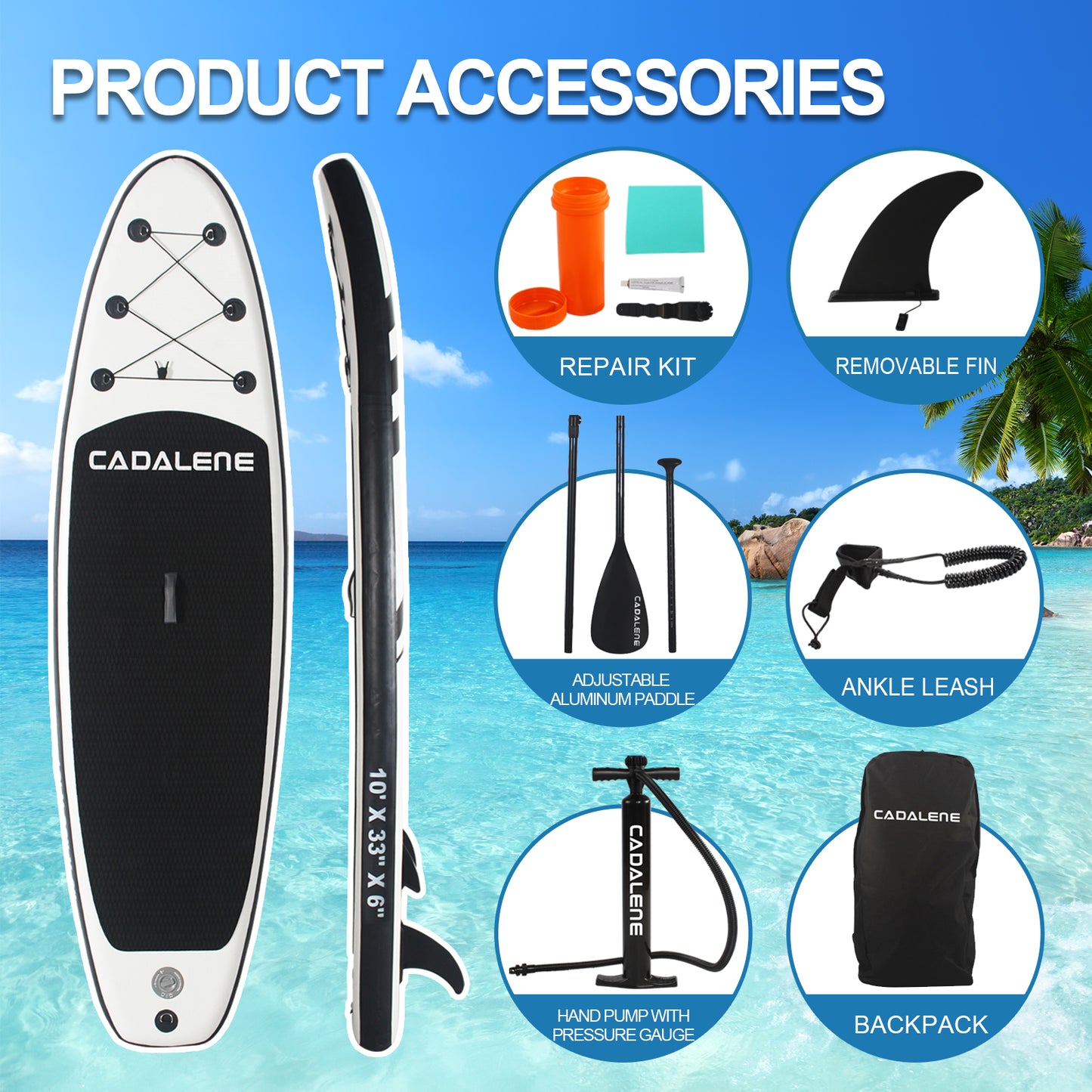 PREMIUM INFLATABLE STAND UP PADDLE BOARD | COMPLETE SUP ACCESSORIES | NON-SLIP EVA DECK | 10' STABLE PADDLE BOARD FOR ADULTS