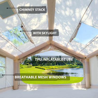 5-8 People Inflatable Tent for Camping | Easy Quick Setup Blow Up Tent | 80.73 Square Feet 4 Season Inflatable Tent with Stove Jack