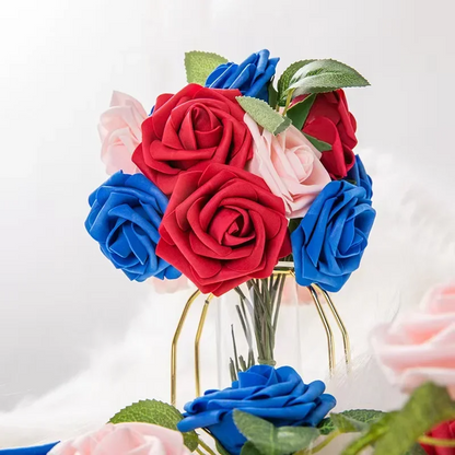 Rose Artificial Foam Fake Flowers | 15/25/100pcs Bulk Pack | Wedding Bouquets Centerpieces Mothers Day Valentines Gifts Party Decor