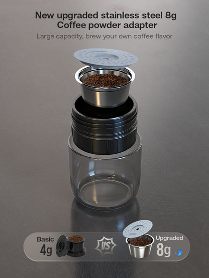 Portable Coffee Machine for Car & Home, DC12V Expresso Coffee Maker Fit Capsule Coffee Powder