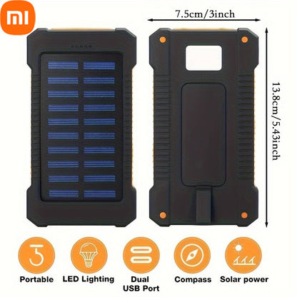 80000mAh Large Capacity Solar Power Bank | Portable with Lanyard | Compass | External Battery for Outdoor Camping | Fast Charging