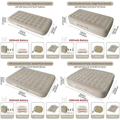 New Air Mattress with Built-In Pump | Self-Inflating Mat Cushion | Outdoor Tent Inflatable Bed | Double Sleeping Pad | for Camping or Indoor