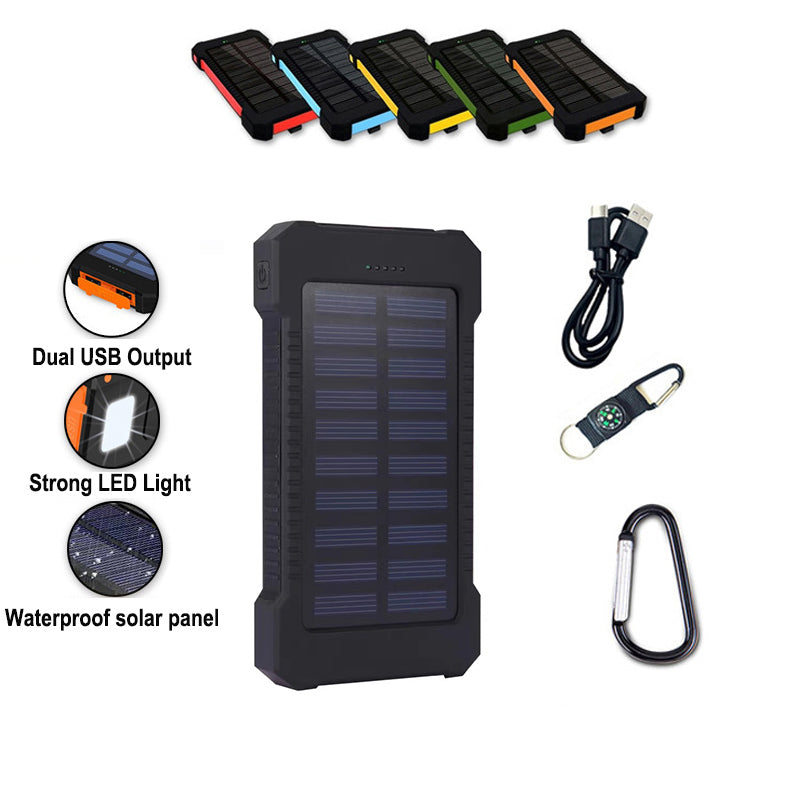 100000mAh Solar Power Bank | Waterproof Portable Solar Panel Charger | For iPhone 16