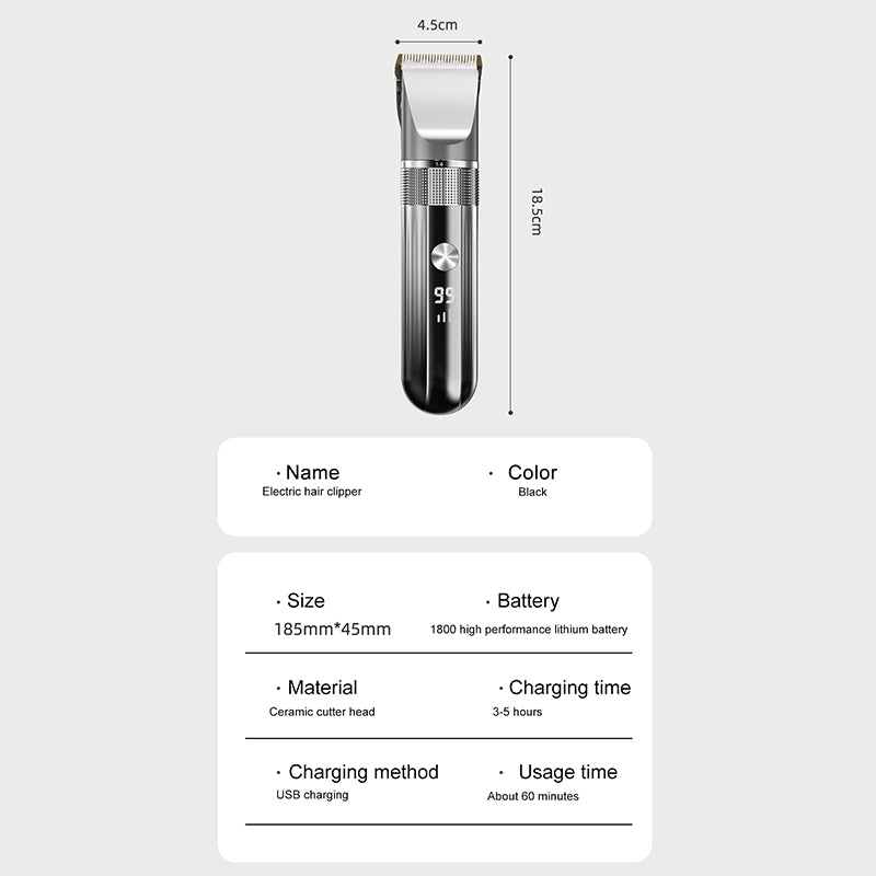 Pet Hair Clipper | Rechargeable Washable | Dog Cat Trimmer | Battery Display | Grooming Haircut | Low Noise Razor | Electric Clipper