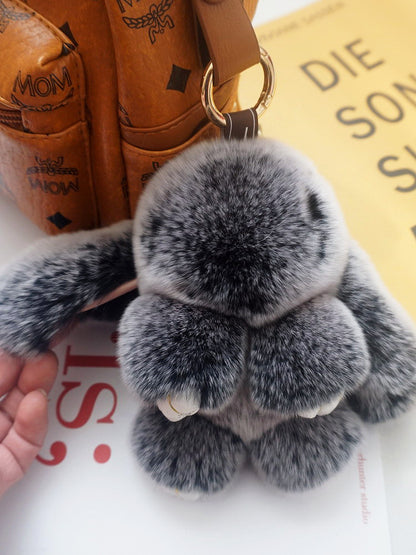 Otter rabbit fur bunny pretending to be dead rabbit genuine plush toy lop ear rabbit mini girl bag cute fur pendant