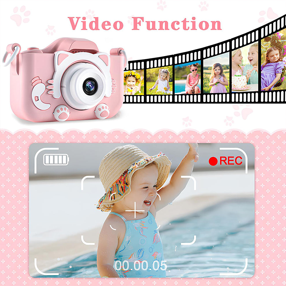 Kids Mini Digital Camera Toys Cartoon Soft Silicone Cover 32GB SD Card For Boy Girl Christmas Gift