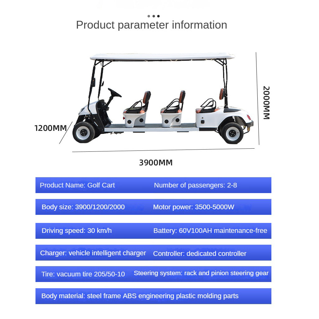Golf carts, hotel shuttles, RV viewing vehicles, and golf carts