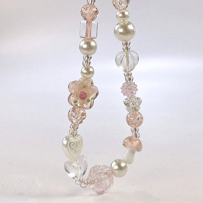 Cute Glass Bowknot Flower Bead Phone Strap | Multi-Functional Charm Chain for AirPods, Keys & Bags