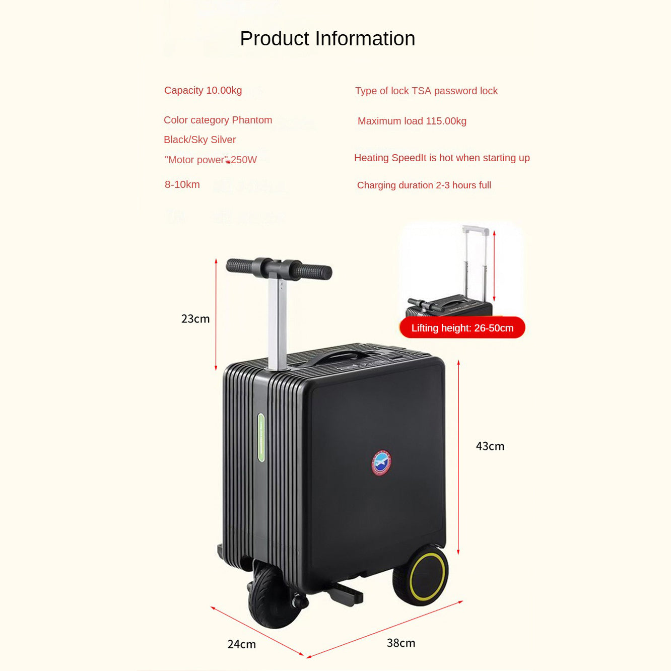 Electric luggage box for children to ride on and passengers to sit on, free check-in 20-inch carry-on luggage