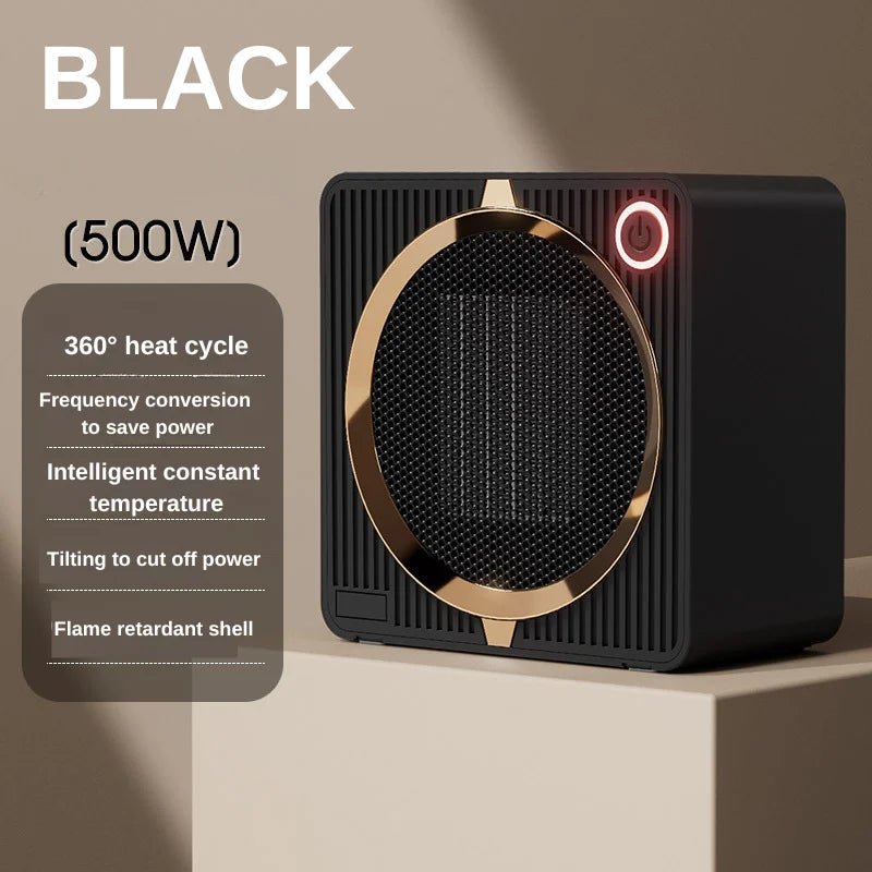 500W Portable Space Heater | Fast Heating | Lightweight Desktop | Small Warm Air Heater | Indoor Office Household Warmer Fan