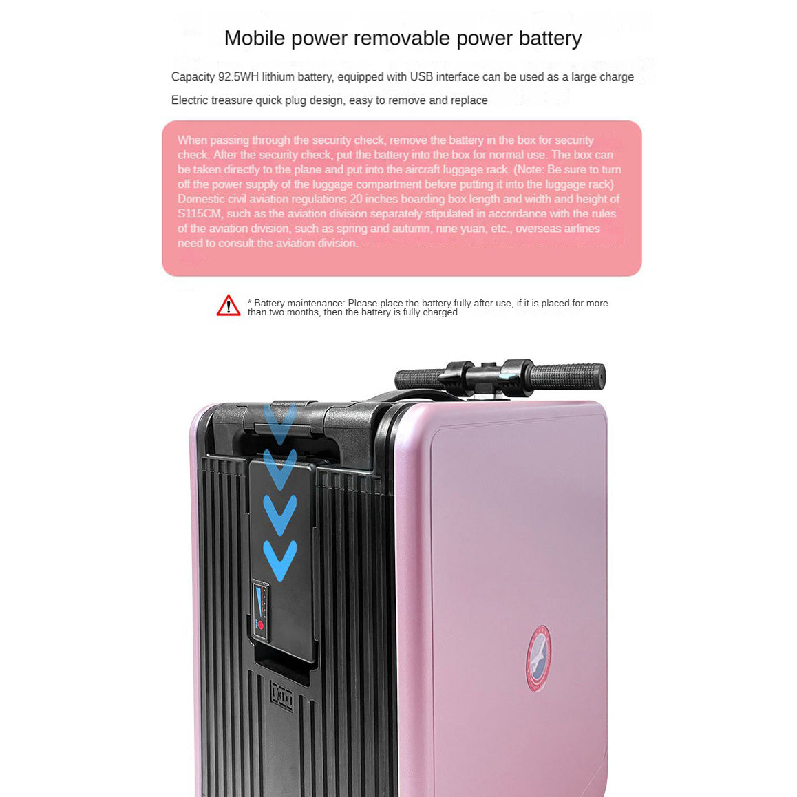 Electric luggage box for children to ride on and passengers to sit on, free check-in 20-inch carry-on luggage