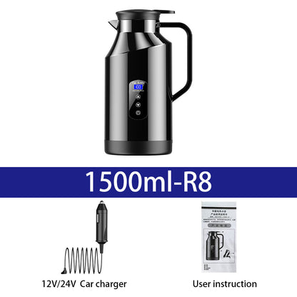 Portable Car Hot Kettle | 1500ML Large Capacity | 304 Stainless Steel Water Heater | Travel Auto 12V 24V | For Tea Coffee