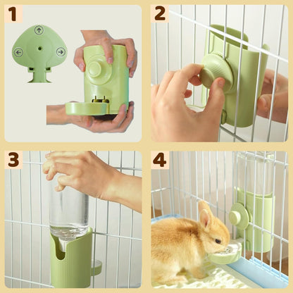 Rabbit Hanging Water Bottle Dispenser | Cage-Mounted Pet Water Feeder