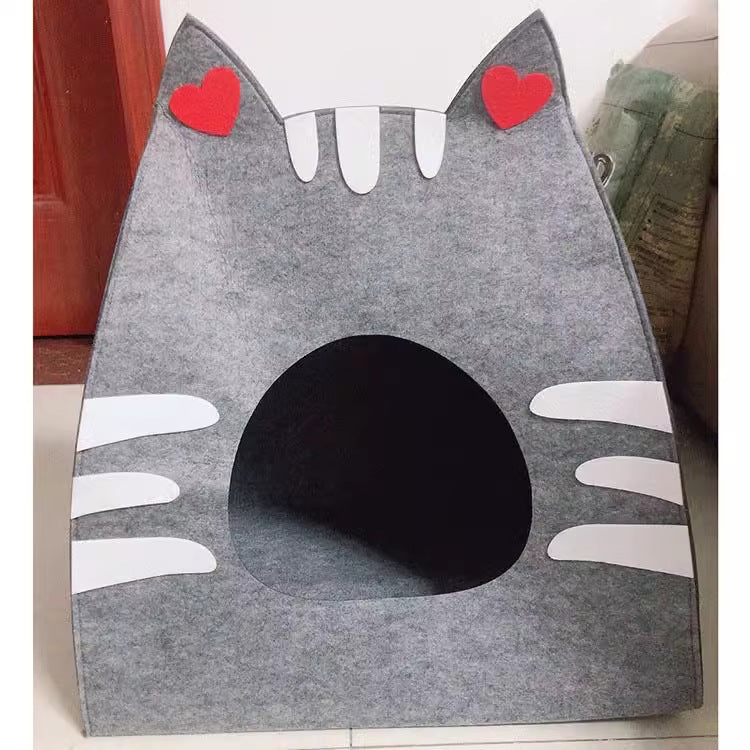 Felt Cartoon Cat-Face Detachable Washable And Foldable Pet Nests For All Seasons