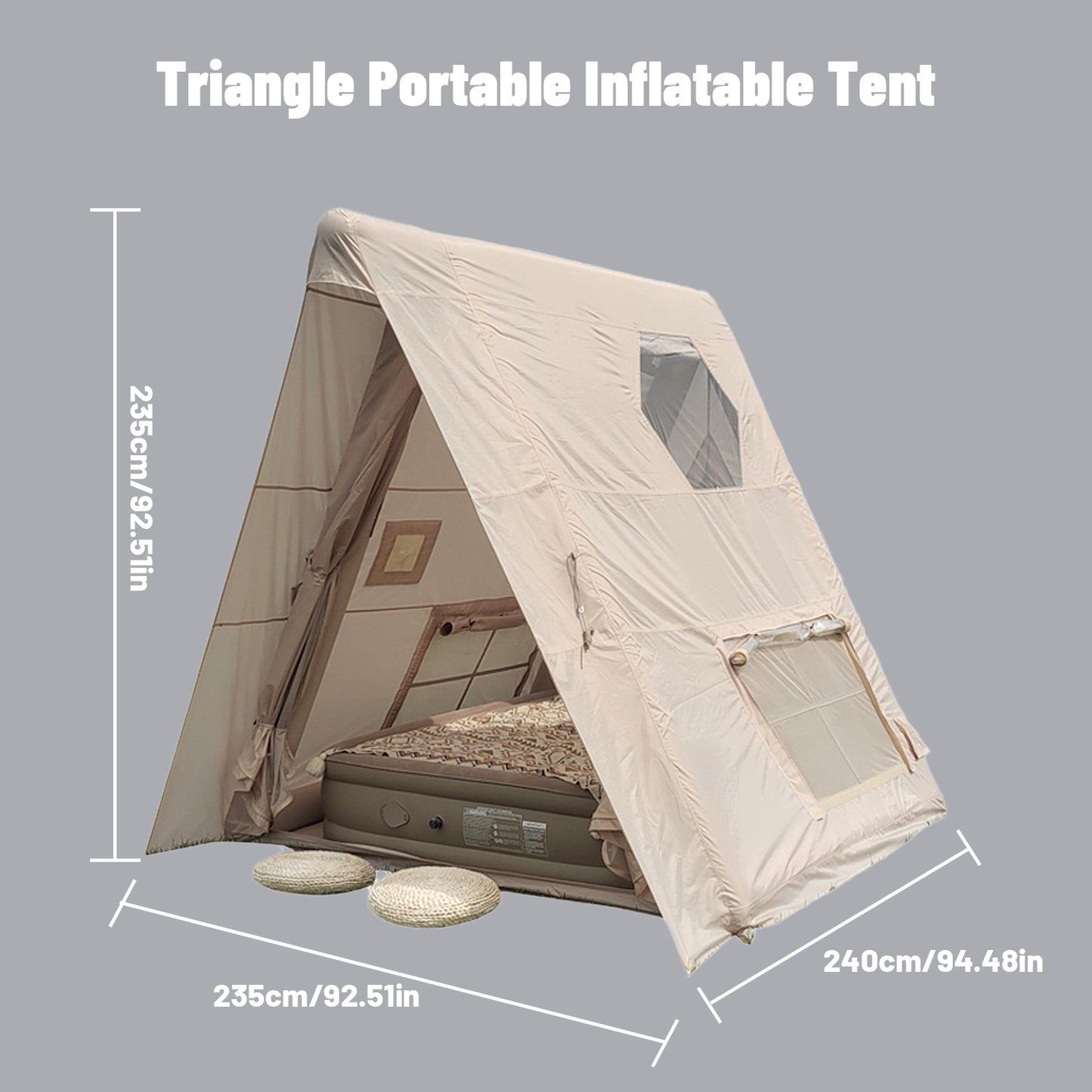 1-2 PERSON TENT Triangle Inflatable Camping Tent | Quick Setup | 4-Season Waterproof Windproof Outdoor Tent | Portable House Hiking & Fishing Special