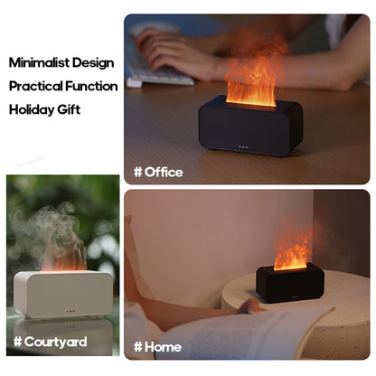 New Simulation Flame Aromatherapy Machine | Mini Air Humidifier | LED Colorful Light + Timer Function