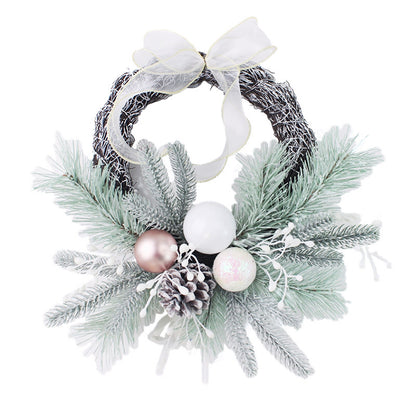 Christmas decorations set pink PE pine needle electroplated ball plastic pine cone vine ring Christmas wreath rattan