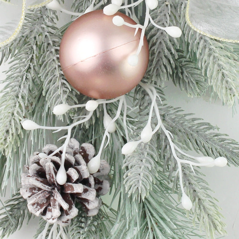 Christmas decorations set pink PE pine needle electroplated ball plastic pine cone vine ring Christmas wreath rattan