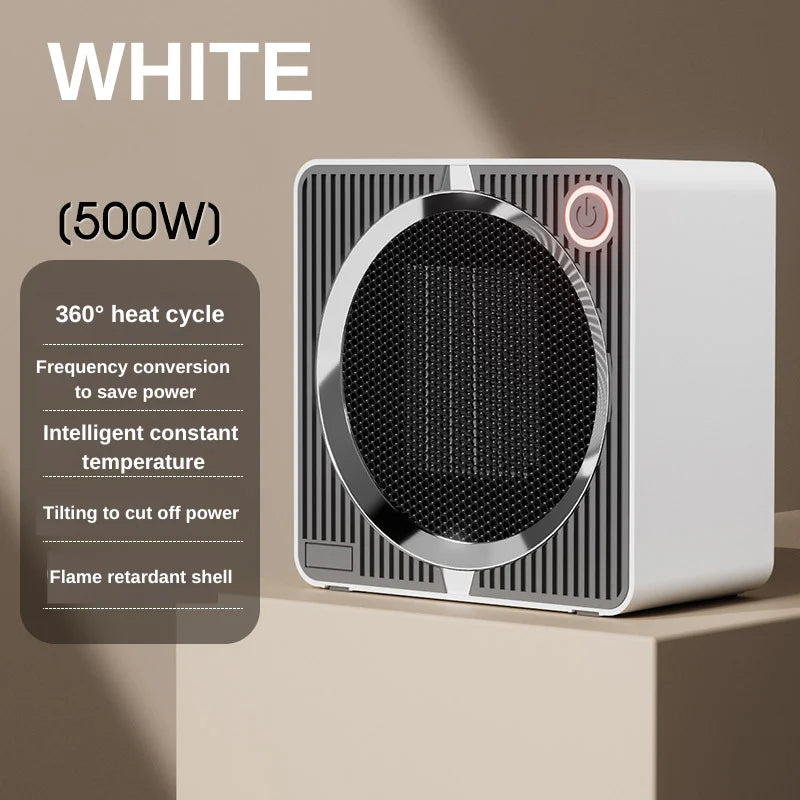 500W Portable Space Heater | Fast Heating | Lightweight Desktop | Small Warm Air Heater | Indoor Office Household Warmer Fan