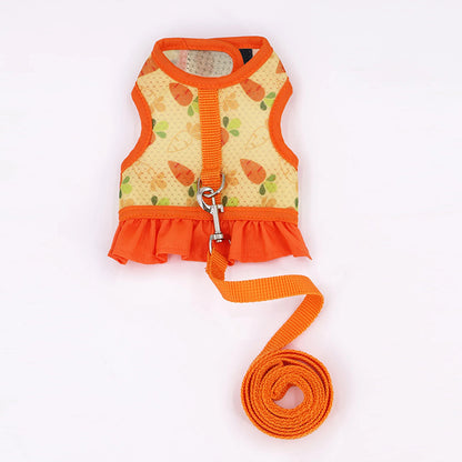 Cute Adjustable Rabbit Harness With Leash | Breathable Mesh Vest Skirt | Small Pet Harness Set | For Rabbits, Guinea Pigs