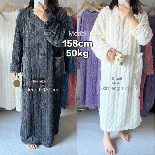 women's bathrobe coral padded thickened warm pajamas dress winter college students warming homeware plus size women's clothes