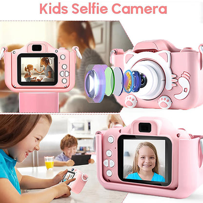 Kids Mini Digital Camera Toys Cartoon Soft Silicone Cover 32GB SD Card For Boy Girl Christmas Gift