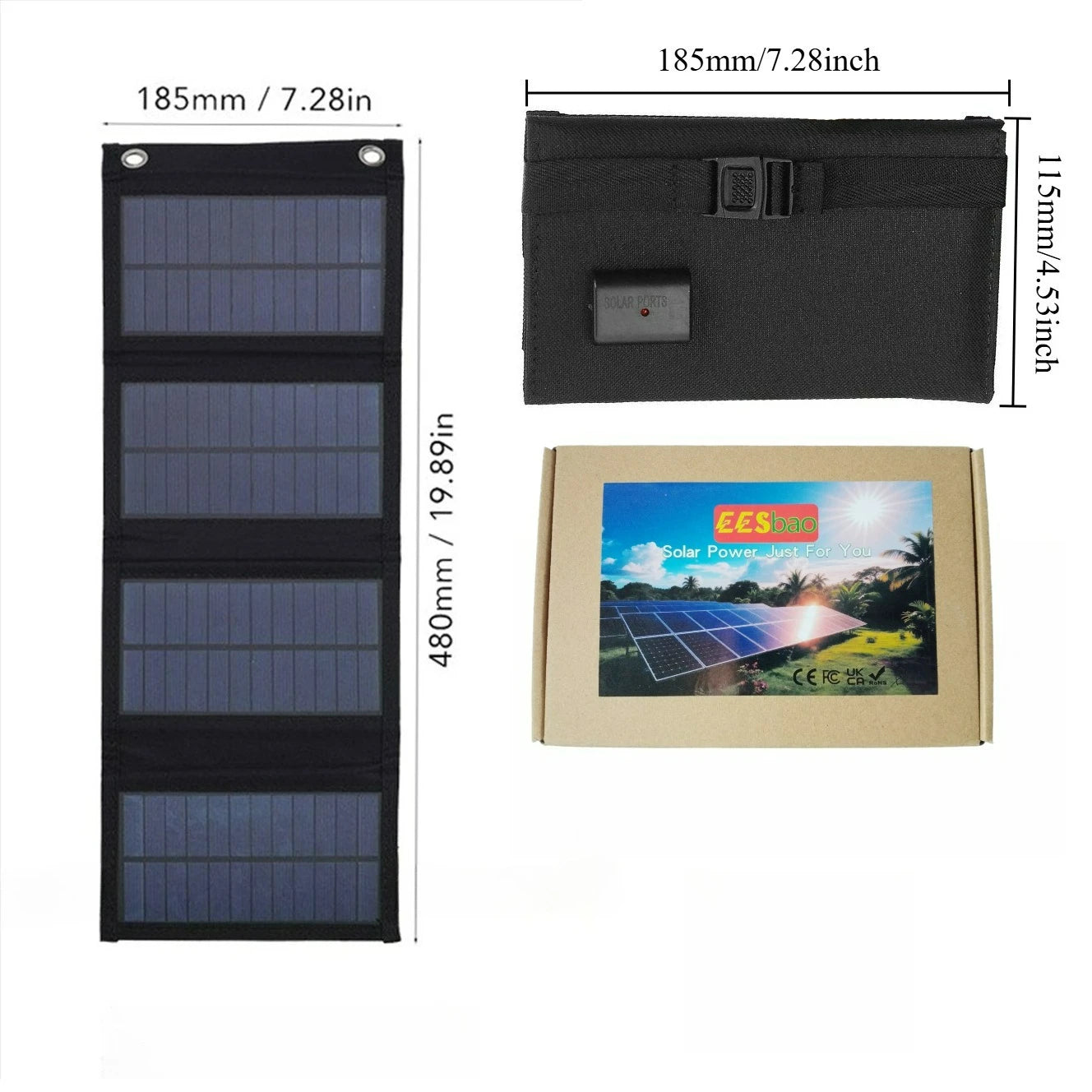25W - 100W Foldable Waterproof USB Solar Charger | For Cell Phone & Tablet | Portable Outdoor Camping Emergency Power Supply