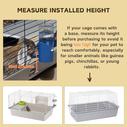 Rabbit Hanging Water Bottle Dispenser | Cage-Mounted Pet Water Feeder